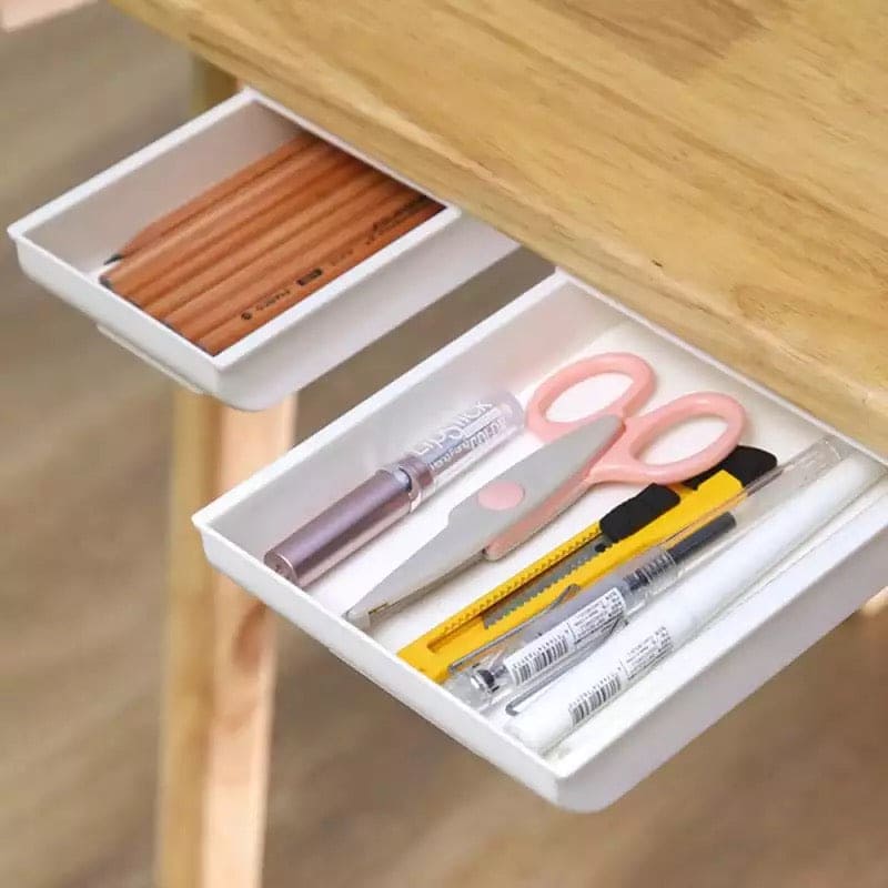 Under Desk Drawer Storage Box, Self Stick Pencil Tray, Hidden Stationery Organizer, Bedroom Office Pen Holder Case, Adhesive Under Table Drawer Box, Hidden Small Desk Drawer For Reduced Clutter, Self-Adhesive Drawer With Smooth Sliding Track Under Desk Drawer Storage Box, Self Stick Pencil Tray, Hidden Stationery Organizer, Bedroom Office Pen Holder Case, Adhesive Under Table Drawer Box, Hidden Small Desk Drawer For Reduced Clutter, Self-Adhesive Drawer With Smooth Sliding Track